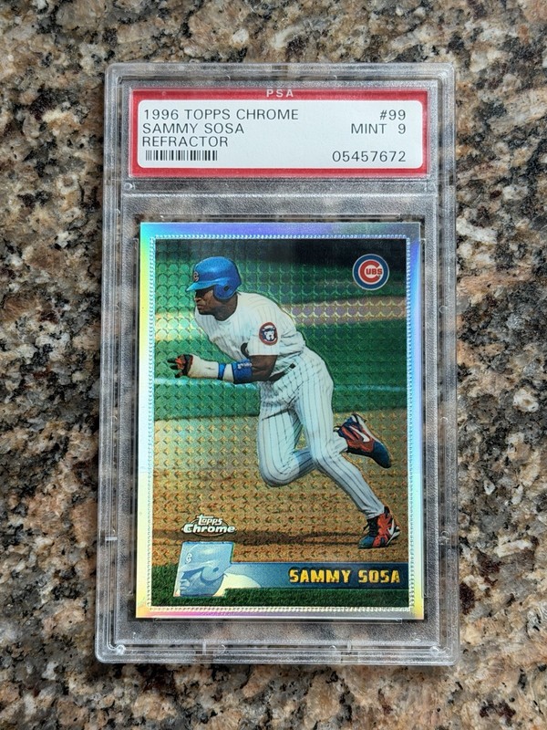 1996 TOPPS CHROME REFRACTOR #99 SAMMY SOSA PSA 9 MINT TOUGH! CUBS