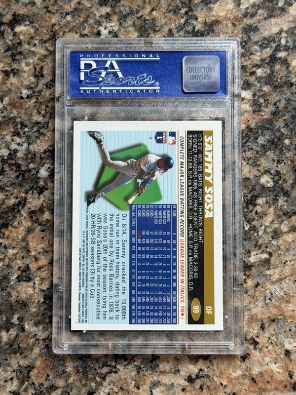 1996 TOPPS CHROME REFRACTOR #99 SAMMY SOSA PSA 9 MINT TOUGH! CUBS view 2