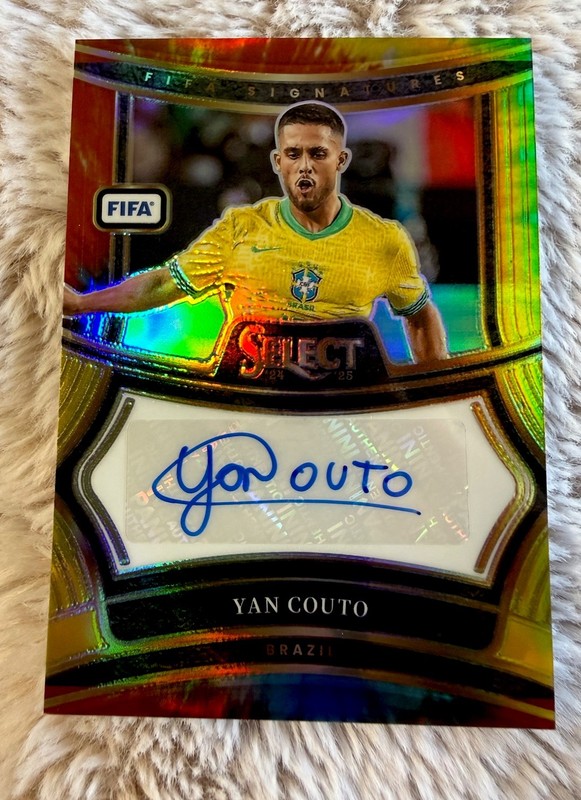 2024-25 Panini Select Prizm Tie-Dye Yan Couto -Brazil Auto 12/25 No. S-YC 🇯🇲 view 1