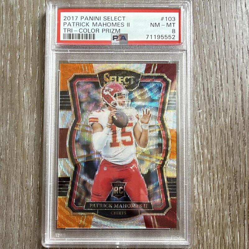 Panini 2017 Select Premier Patrick Mahomes II Tri-Color /149 RC PSA 8 #103