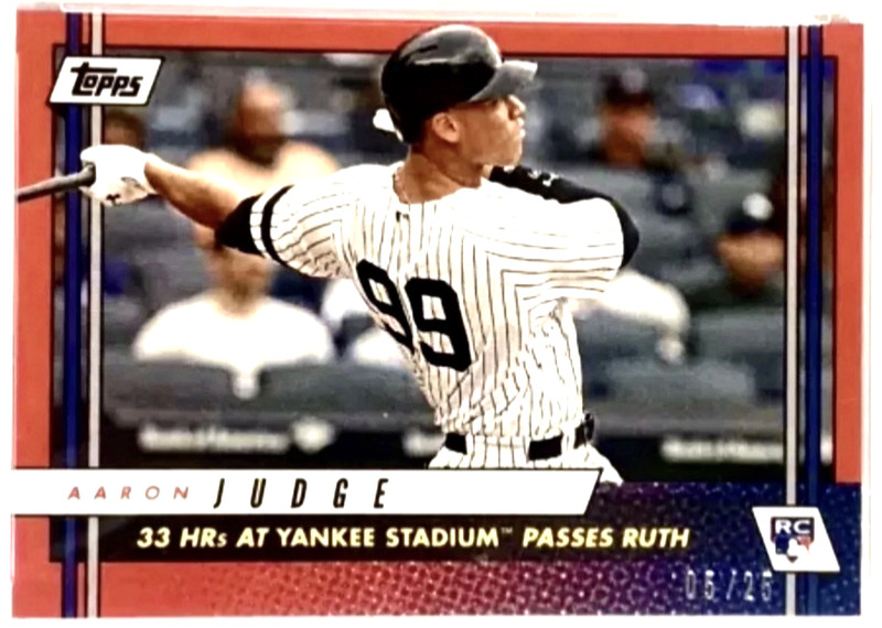 AARON JUDGE /25 RED ROOKIE PSA POP 1 2017 TOPPS CARD BREAKS BABE RUTH RECORD