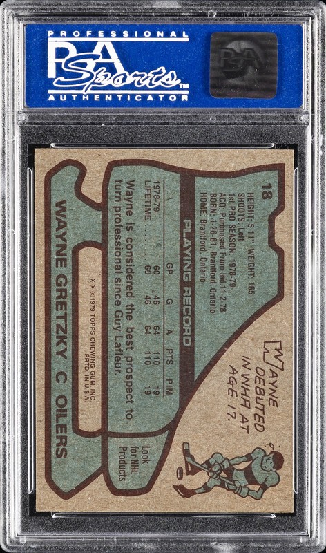 1979 TOPPS #18 WAYNE GRETZKY ROOKIE RC PSA 8 view 2