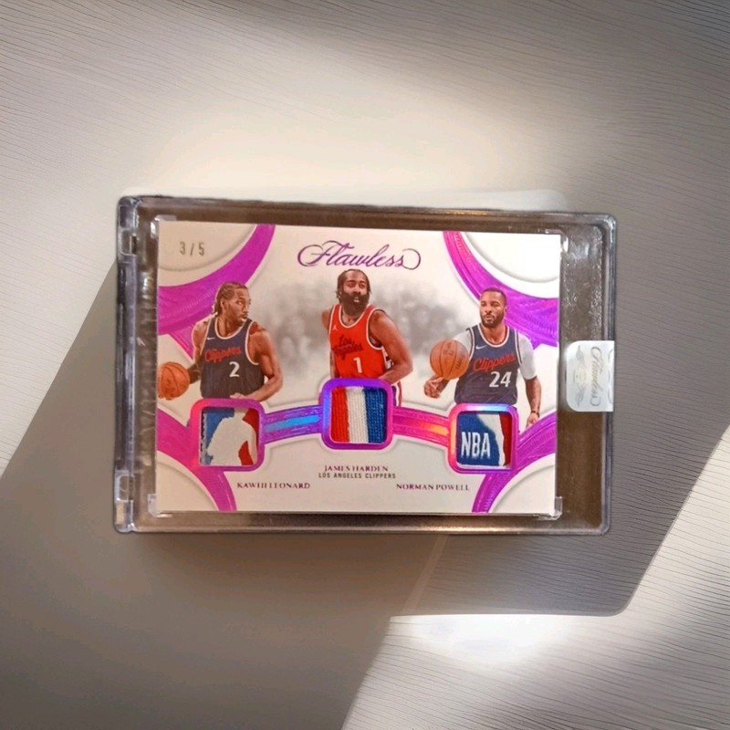 flawless triple patch NBA logoman KAWHI LEONARD JAMES HARDEN NORMAN POWELL #3/5