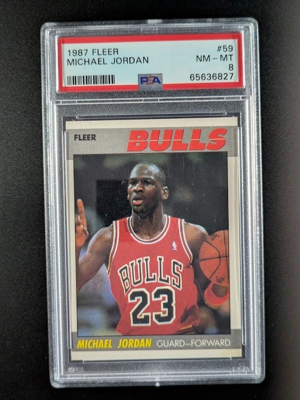1987-88 Fleer Basketball MICHAEL JORDAN Vintage Chicago Bulls #59 PSA 8