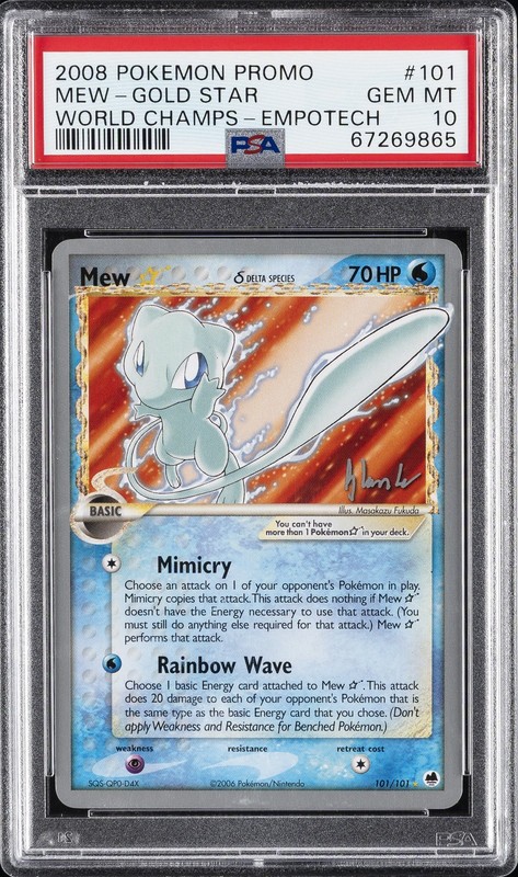 2008 POKEMON WORLD CHAMPIONSHIPS PROMO EMPOTECH #101 MEW-GOLD STAR PSA 10
