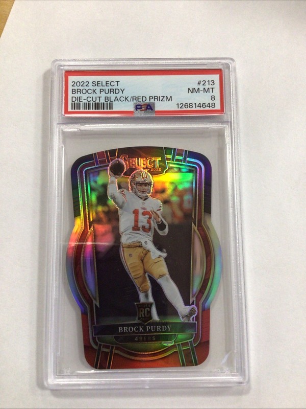 2022 Panini Select - Club Level Brock Purdy #213 Black & Red Prizm Die-Cut (RC)