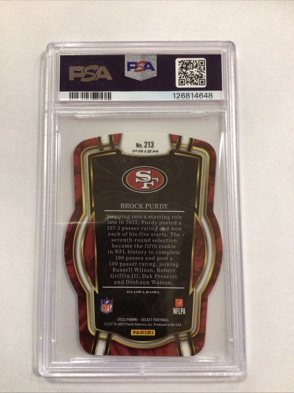 2022 Panini Select - Club Level Brock Purdy #213 Black & Red Prizm Die-Cut (RC) view 2