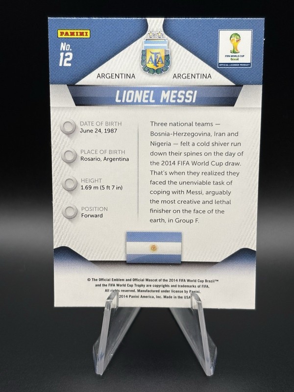 2014 Panini Prizm World Cup Lionel Messi #12 Argentina view 2
