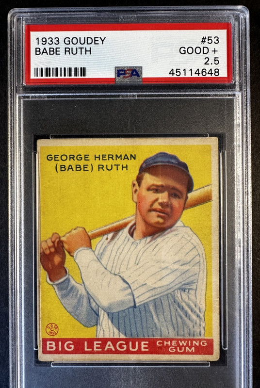 1933 Goudey BABE RUTH #53 New York Yankees HOF ICONIC CARD PSA 2.5 GOOD+