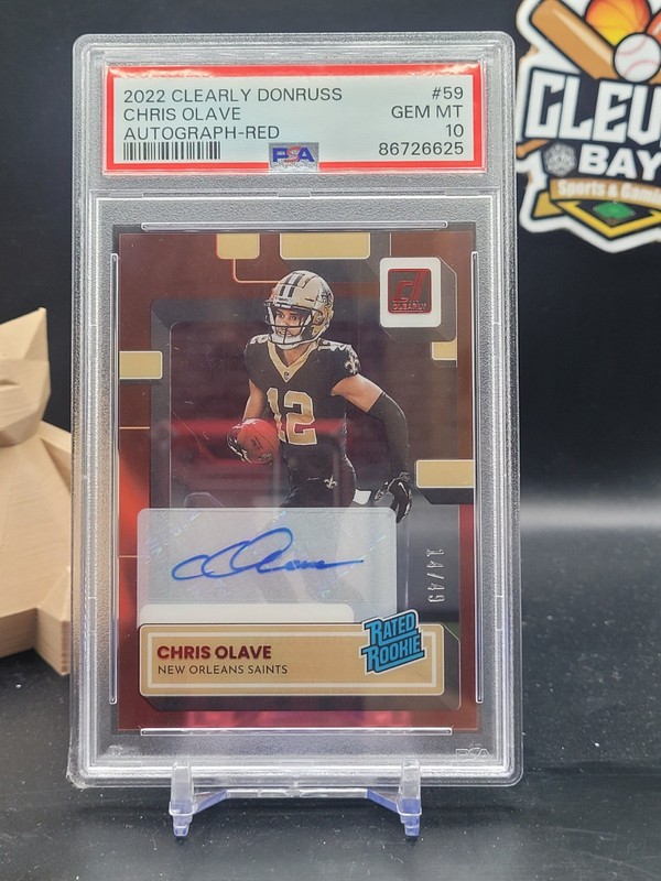 Chris Olave 2022 Clearly Donruss  Autograph Red /49 Psa 10 Saints (CBTH)