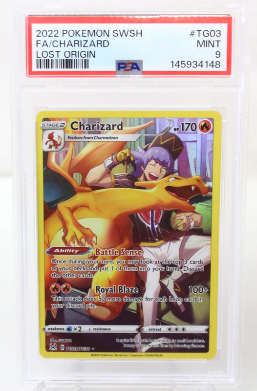 2022 Pokemon Lost Origin TG03 / TG30 Charizard Full Art Holo PSA 9 Graded Card