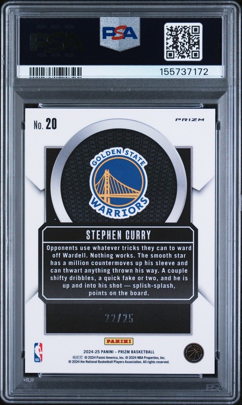 2024 PANINI PRIZM TALISMEN MOJO PRIZM #20 STEPHEN CURRY 22/25 PSA 9 view 2