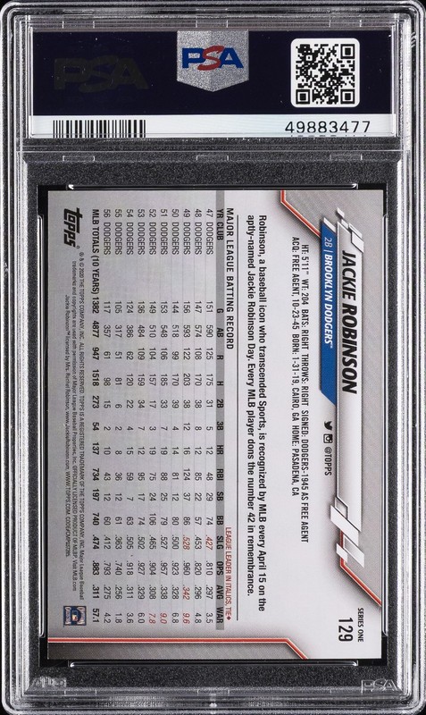 2020 TOPPS #129 JACKIE ROBINSON PSA 9 view 2