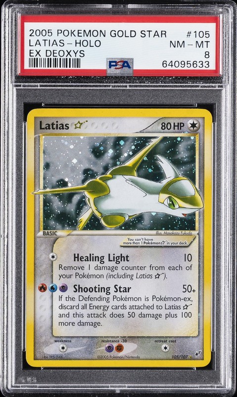 2005 POKEMON EX DEOXYS GOLD STAR #105 LATIAS-HOLO PSA 8