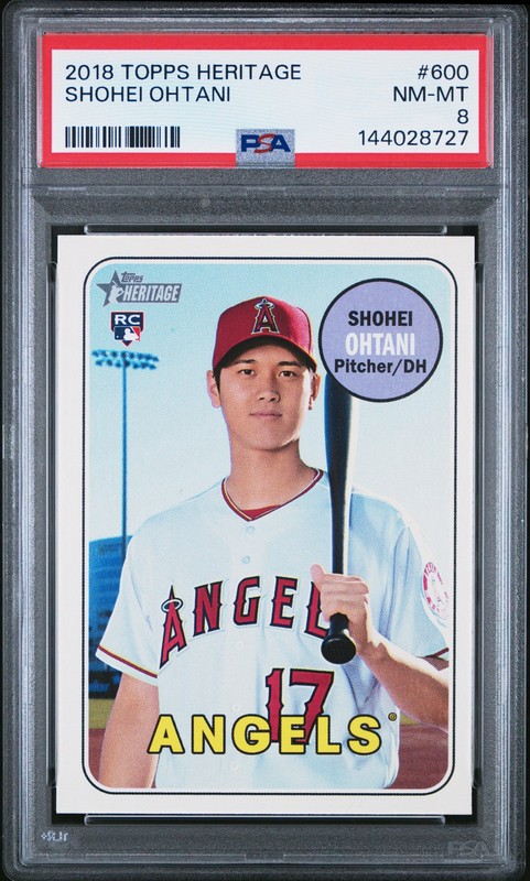 2018 TOPPS HERITAGE #600 SHOHEI OHTANI ROOKIE RC PSA 8
