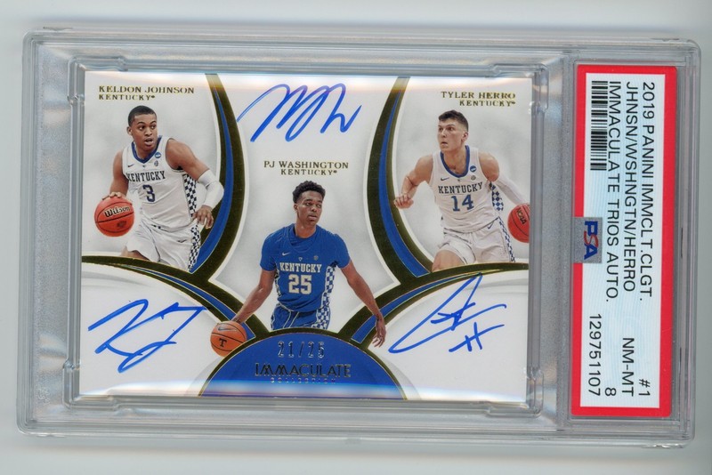2019 IMMACULATE TRIOS AUTO /25 TYLER HERRO JOHNSON WASHINGTON PSA 8 #! KENTUCKY