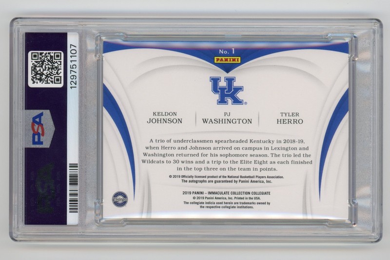 2019 IMMACULATE TRIOS AUTO /25 TYLER HERRO JOHNSON WASHINGTON PSA 8 #! KENTUCKY view 2