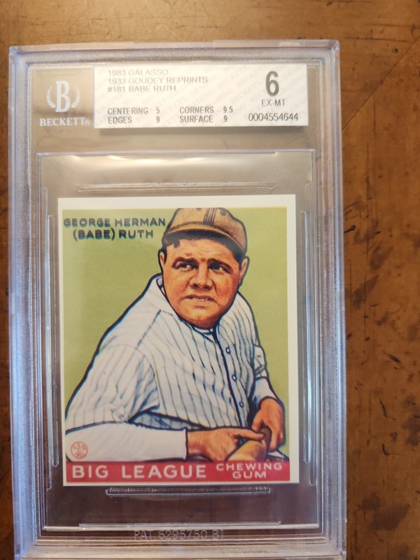 1983 Renata Galasso 1933 Goudey Reprints - Babe Ruth #181 BGS 6