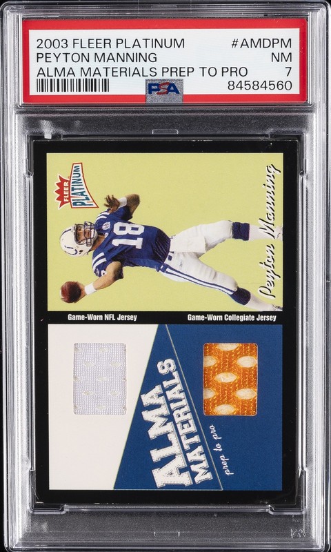 2003 FLEER PLATINUM ALMA MATERIALS PREP TO PRO #AMDPM PEYTON MANNING 3/200 PSA 7