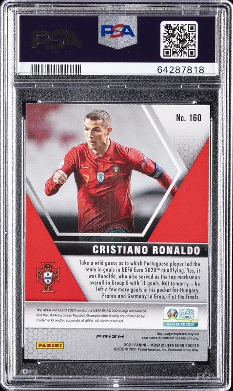 2020 PANINI MOSAIC UEFA EURO 2020 REACTIVE GOLD MOSAIC CRISTIANO RONALDO PSA 10 view 2