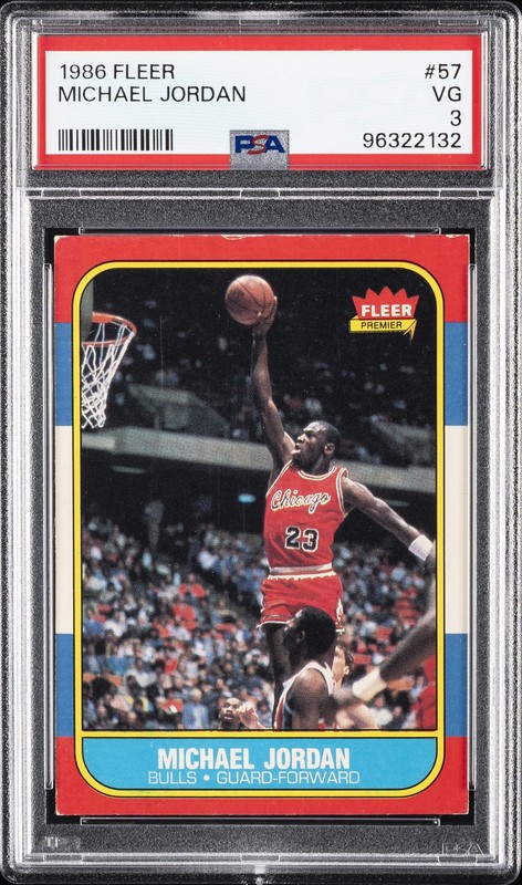 1986 FLEER #57 MICHAEL JORDAN ROOKIE RC PSA 3