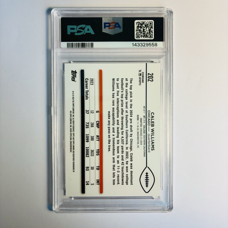 2024 Topps Chrome CALEB WILLIAMS #202 PSA 8 Rookie⭐️Heisman🏆First Round Pick! view 2