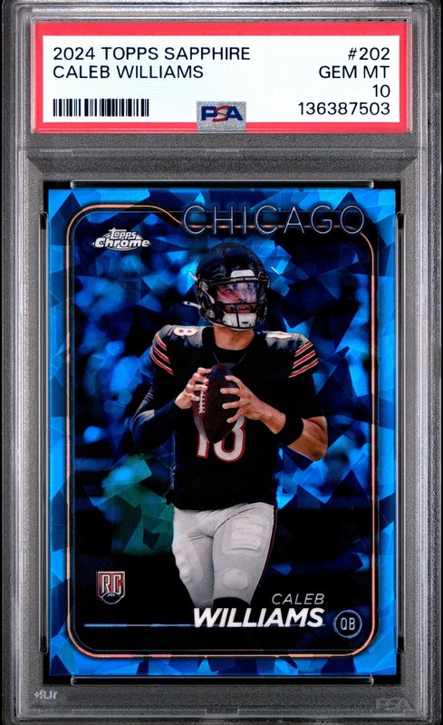 2024 TOPPS CHROME SAPPHIRE #202 CALEB WILLIAMS PSA 10