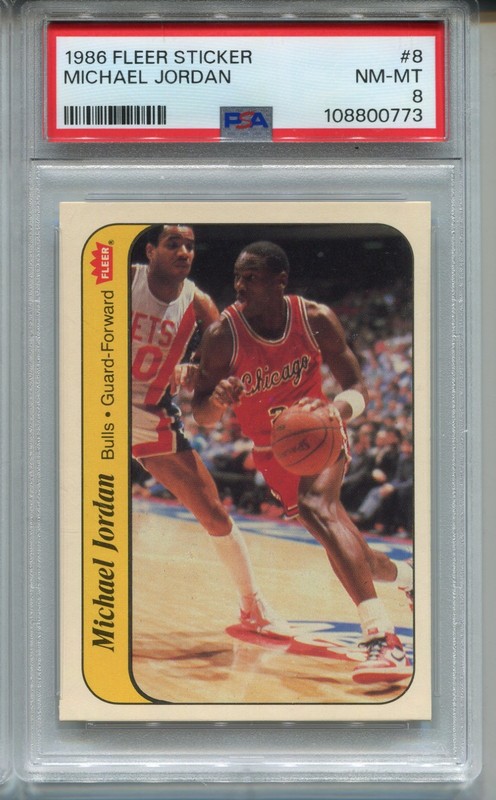 1986 Fleer Michael Jordan Rookie Card PSA 8 NM MINT Graded Sticker #8 Centered
