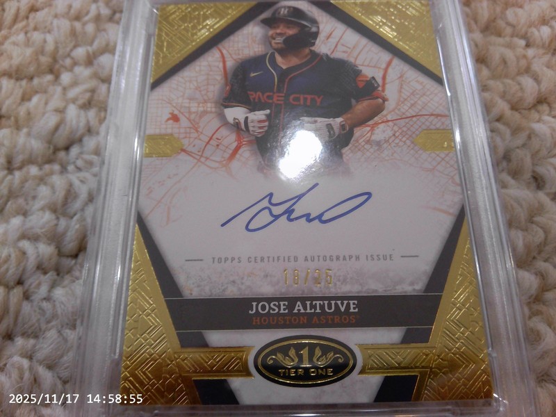 2025 Topps Tier One - City Connect Signatures Jose Altuve #CCS-JA /25 PSA8 view 2