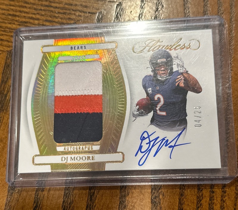 2024 Flawless Patch Auto /25 DJ Moore 3 color Seam On Card High End Bears view 1
