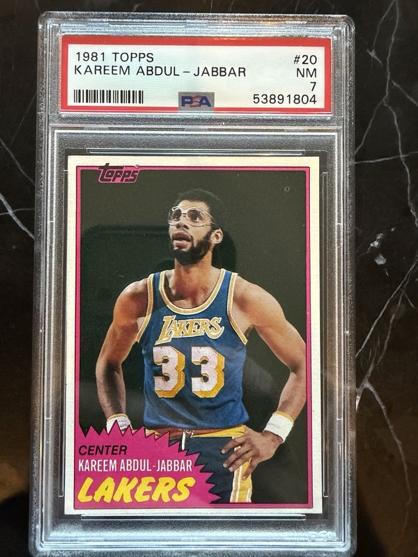 1981 Topps Basketball #20 Kareem Abdul-Jabbar Lakers HOF PSA 7 **SHARP COLOR**