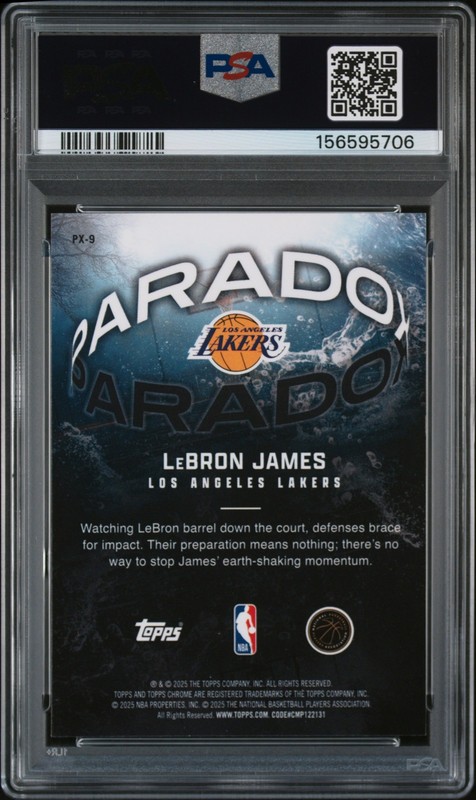 2025 TOPPS CHROME PARADOX #PX-9 LEBRON JAMES PSA 10 view 2