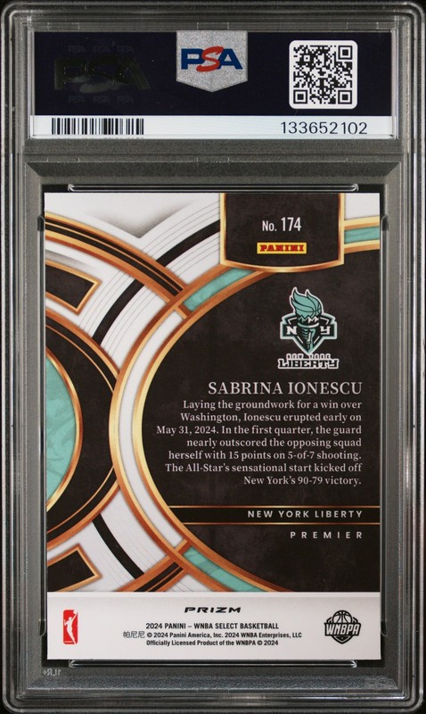 2024 PANINI SELECT WNBA PINK ICE #174 SABRINA IONESCU PSA 9 view 2