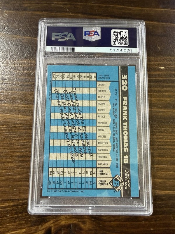 1990 Bowman #320 Frank Thomas PSA 9 MINT Hall of Fame HOF  Rookie RC White Sox view 2