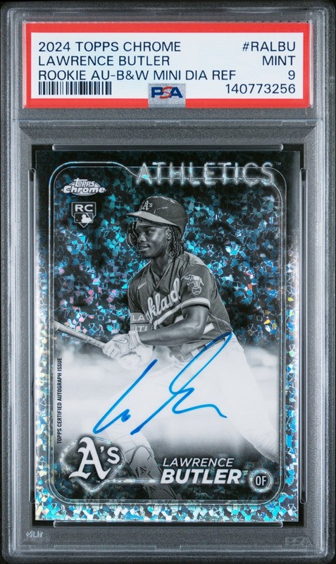 2024 TOPPS CHROME RC AUTOS B&W MINI DIAMOND REFRACTOR LAWRENCE BUTLER PSA 9