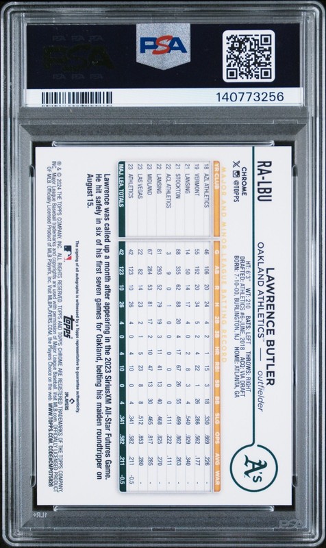 2024 TOPPS CHROME RC AUTOS B&W MINI DIAMOND REFRACTOR LAWRENCE BUTLER PSA 9 view 2