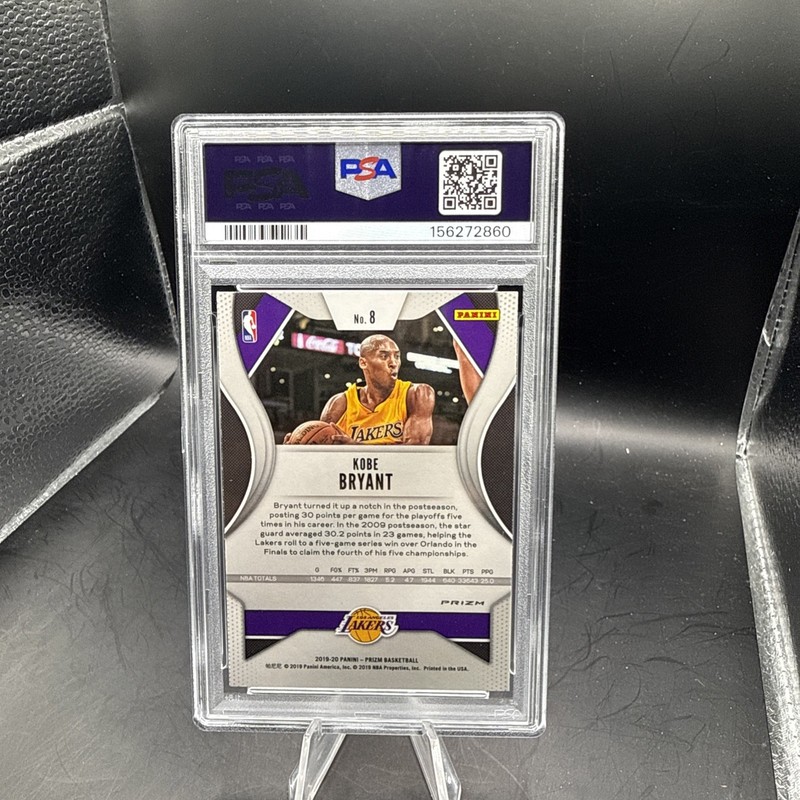 2019-20 Panini Prizm Kobe Bryant #8 PSA 8 Blue Yellow And Green Choice Prizm view 2