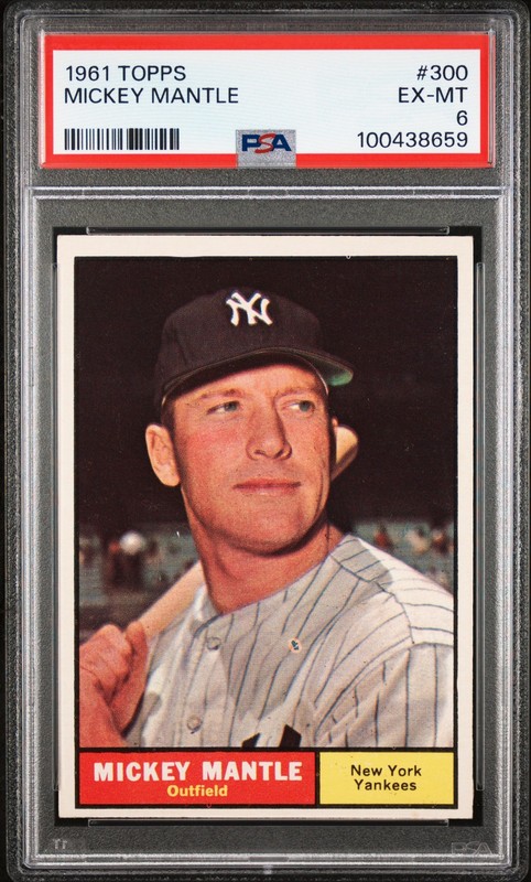 1961 TOPPS #300 MICKEY MANTLE PSA 6 view 1