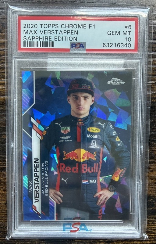 2020 Topps Chrome Formula 1 Sapphire Max Verstappen RC #6 PSA 10 Red Bull 