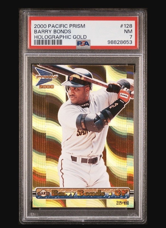2000 Pacific Prism - Barry Bonds #128 Holographic Gold /480 PSA 7