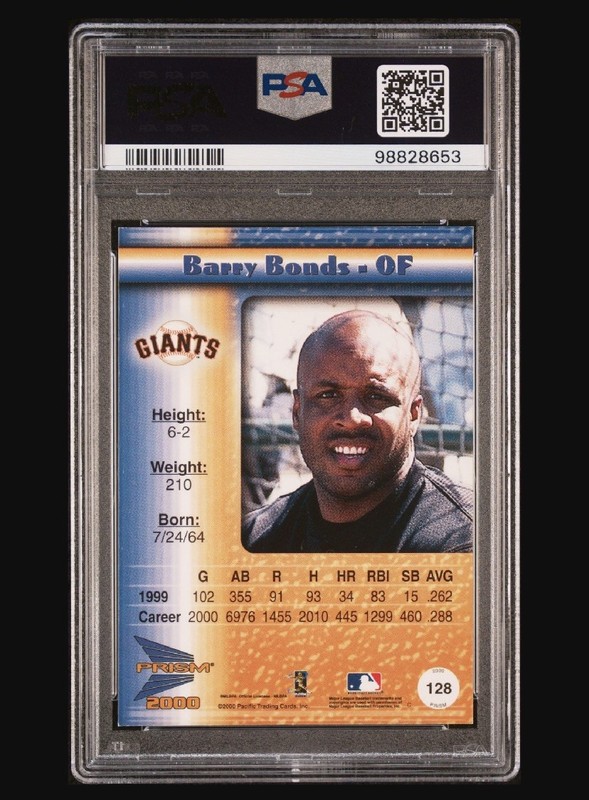 2000 Pacific Prism - Barry Bonds #128 Holographic Gold /480 PSA 7 view 2