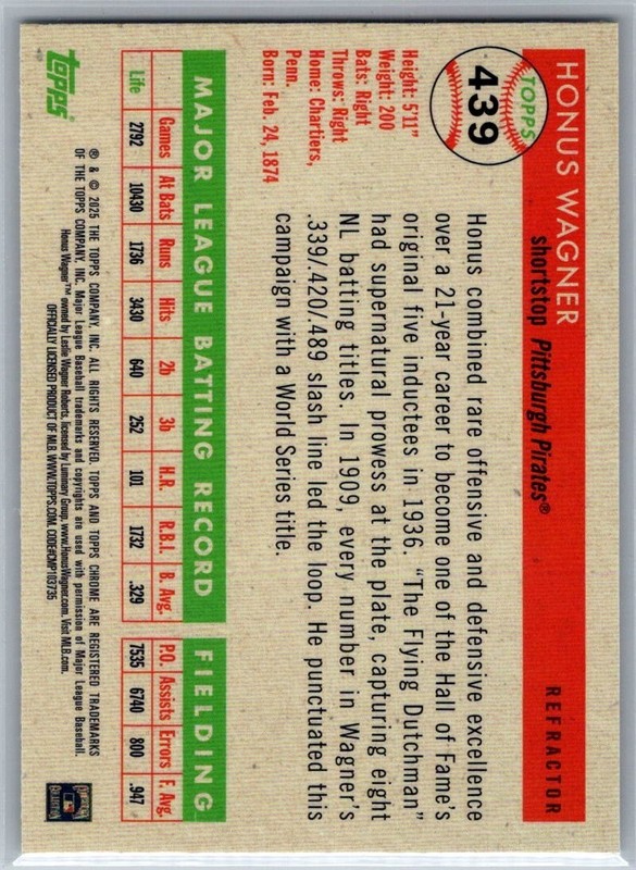 2025 Topps Chrome Platinum Refractor #439 Honus Wagner view 2