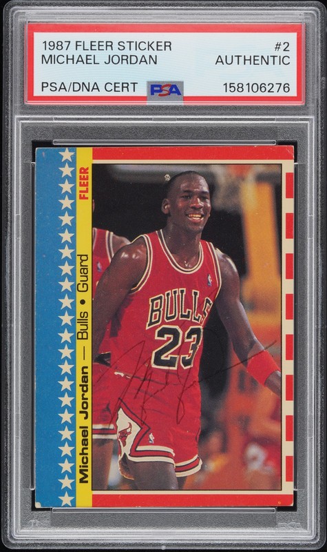 1987 FLEER STICKER #2 MICHAEL JORDAN PSA AUTHENTIC DNA AUTO AUTHENTIC