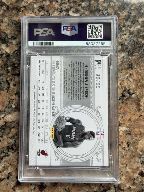 LEBRON JAMES 2010 NATIONAL TREASURES CENTURY MATERIAL GAME WORN PATCH #/99 PSA 9 view 2
