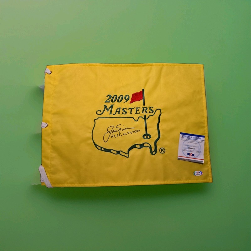 Jack Nicklaus Signed Masters Golf Flag Original PSA Authenticated DATES view 1