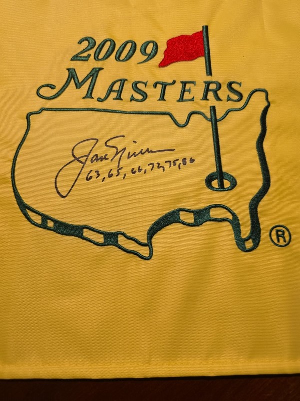 Jack Nicklaus Signed Masters Golf Flag Original PSA Authenticated DATES view 2