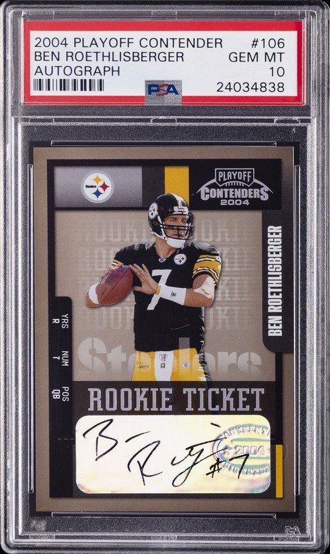 2004 PLAYOFF CONTENDERS AUTO #106 BEN ROETHLISBERGER ROOKIE RC PSA 10