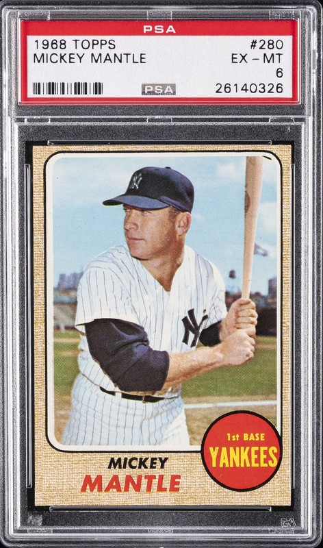 1968 TOPPS #280 MICKEY MANTLE PSA 6