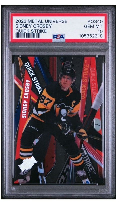 Sidney Crosby 2023-24 UD Skybox Metal Universe Quick Strike PSA 10 Pop 1 Acetate