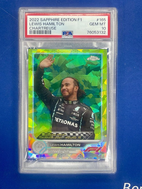 2022 TOPPS CHROME FORMULA 1 SAPPHIRE ED #165 LEWIS HAMILTON 134/199 PSA 10